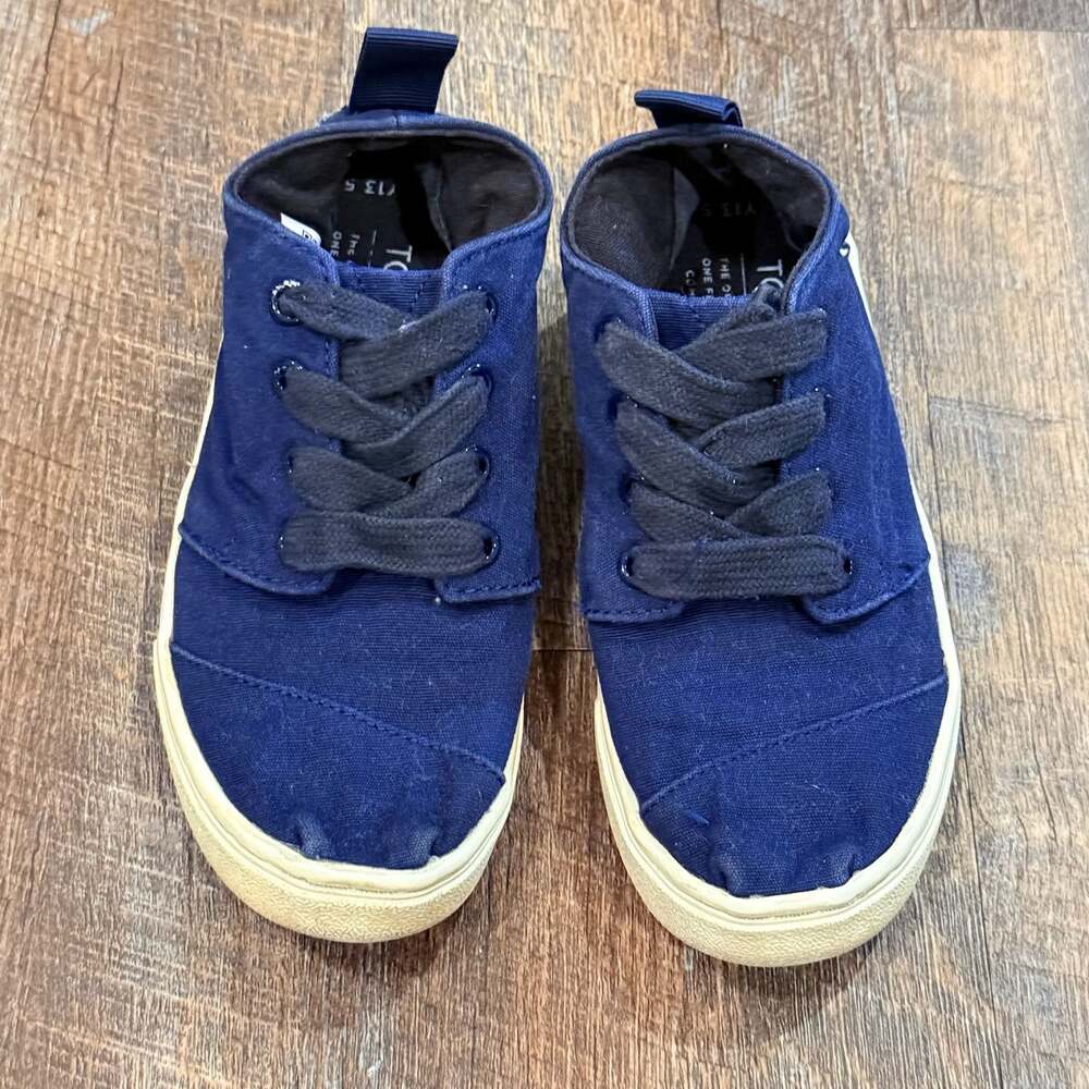 TOMS Botas Cupsole Navy Blue Canvas Youth Sneakers Shoes size 13.5